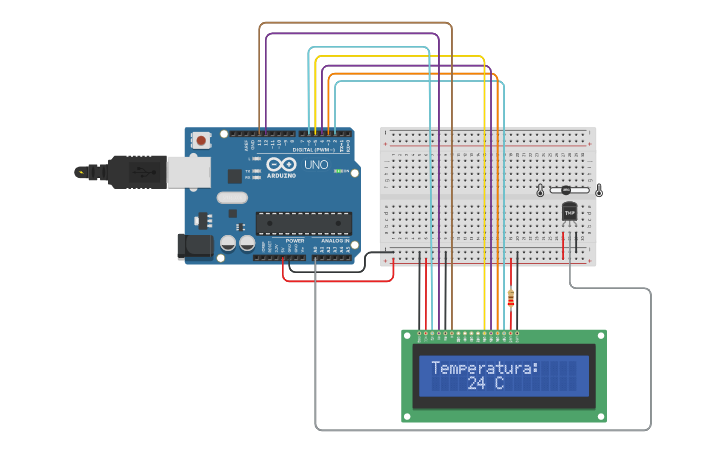 Circuit design Temperatura con pantalla LCD - Tinkercad