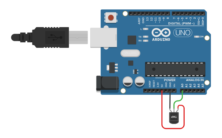 Circuit design Arduino TMP36 Temperature Sensor - Tinkercad