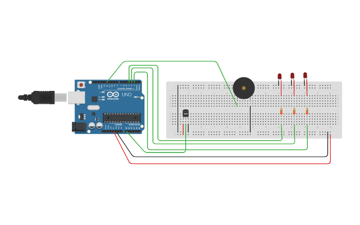 Circuit design Simple Fire Alarm System - Tinkercad