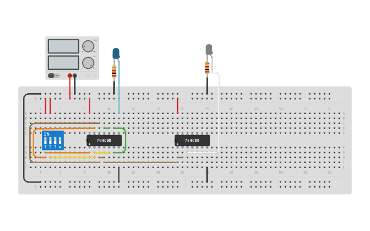Circuit design Half adder - using NAND gate - Tinkercad