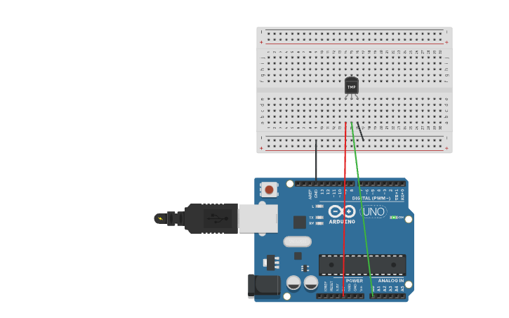 Circuit design Temperature Sensor - TMP36 - Tinkercad