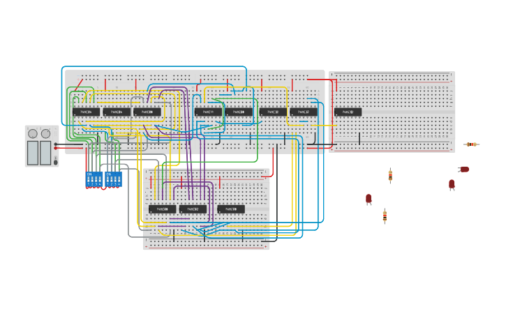 Circuit design 4-bit magnitude comparator - Tinkercad