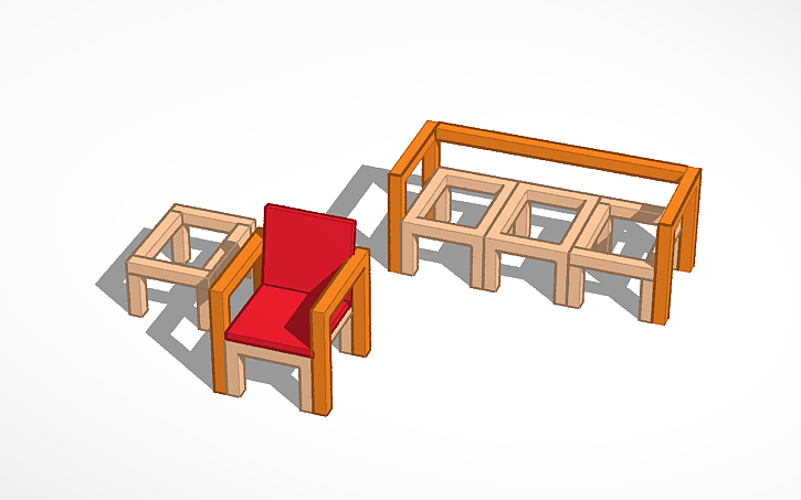 3D design seats 4x4 - Tinkercad