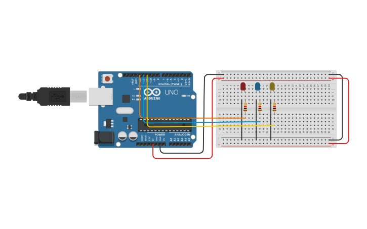 Circuit design Party_lights_LED - Tinkercad