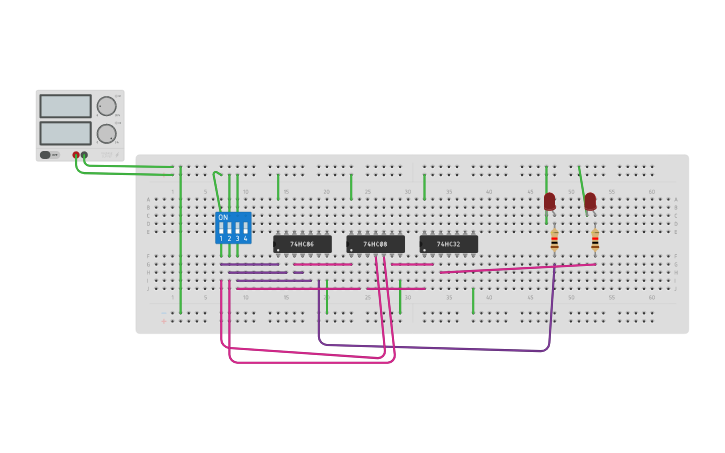 Circuit design full adder - Tinkercad