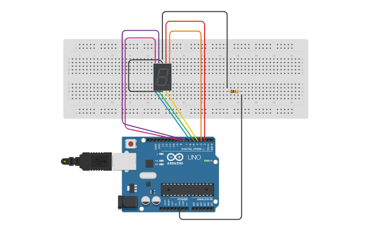 Circuit design 7 Segment Countdown - Tinkercad