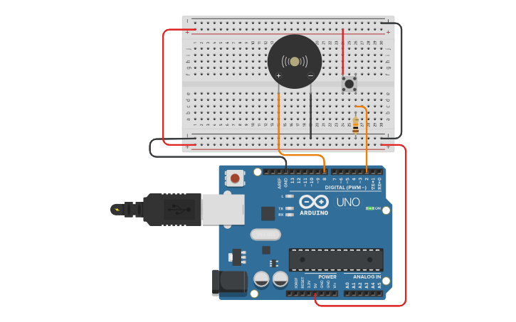 Circuit design Buzzer Alarm System - Tinkercad