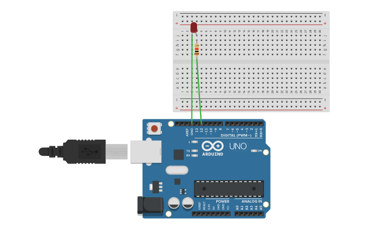 Circuit design Blinking LED - Tinkercad