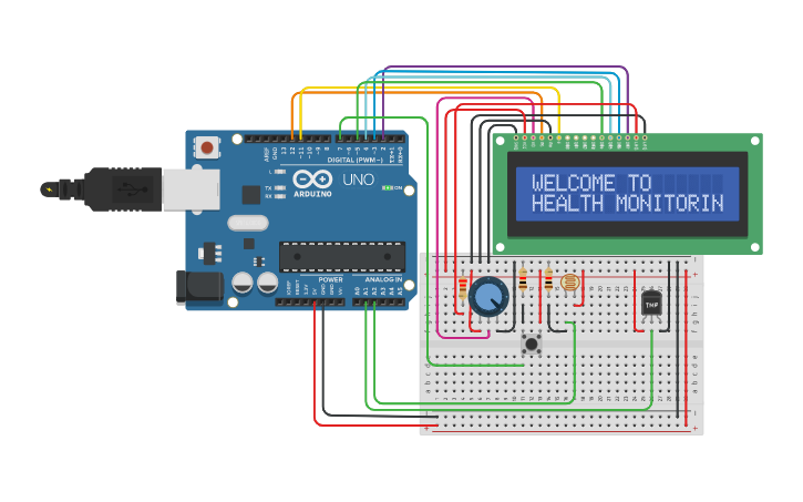 Circuit design Health monitoring - Tinkercad