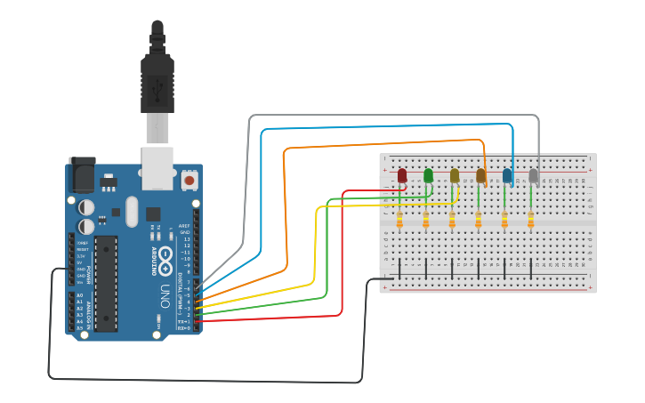Circuit design secuencia de leds con arduino - Tinkercad