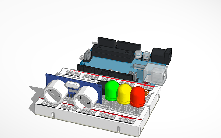 Distance Sensor Cad Model 3D design ultrasonic distance sensor - Tinkercad