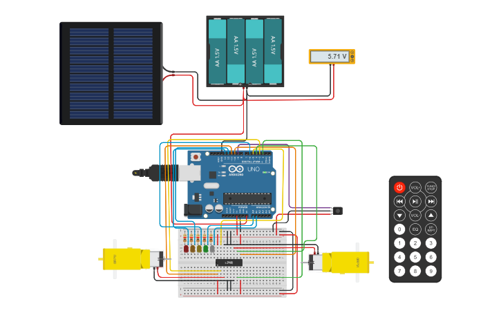 Circuit design Solar Smart Electric Vehicle - Extra Mission - Tinkercad