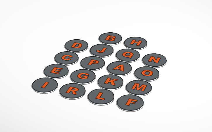 3D design number tokens - Tinkercad