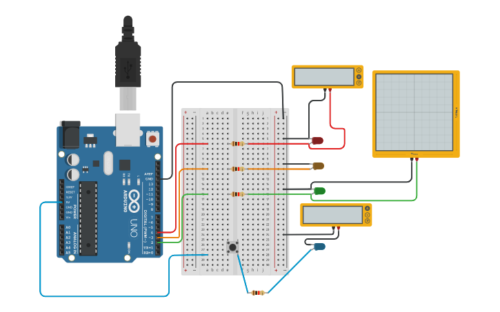 Circuit design Traffic Lights Simulation using Arduino Board - Tinkercad