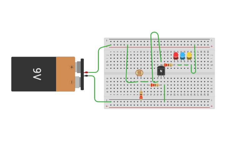 Circuit design transistor - Tinkercad