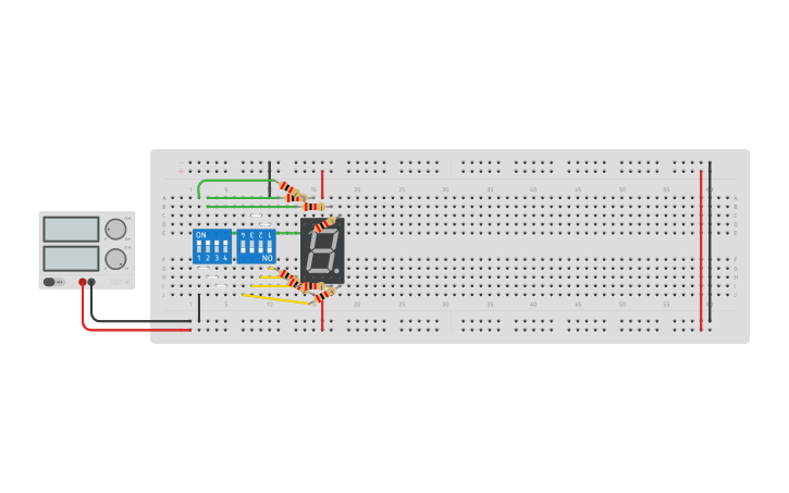 Circuit design 7 Segment Display - Tinkercad