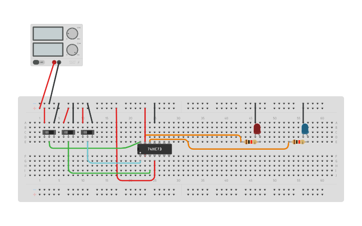 Circuit design Jk Flip Flop - Tinkercad