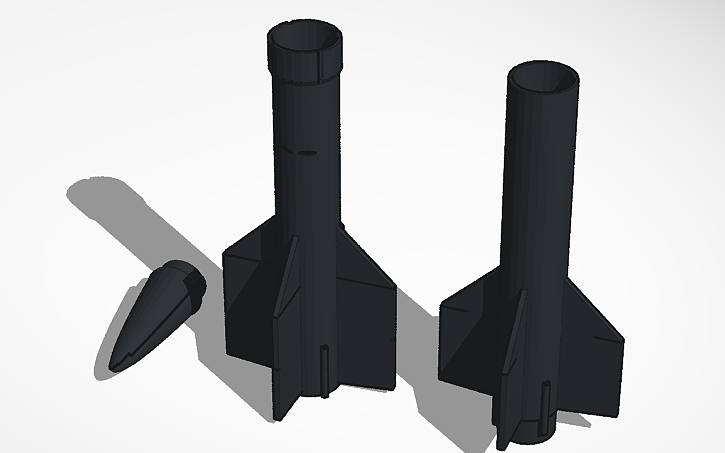 3D design 2-stage Model Rocket A,B,C motors - Tinkercad