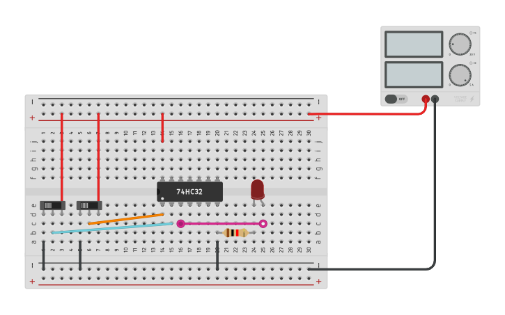 Circuit design ci 7432 - Tinkercad