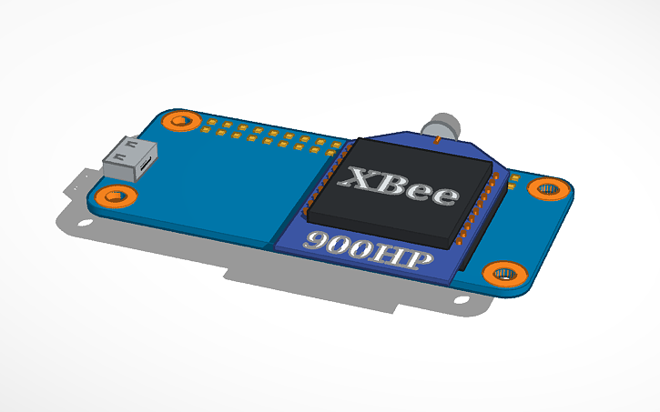 3D design XBee Pi Hat with 900HP - Tinkercad