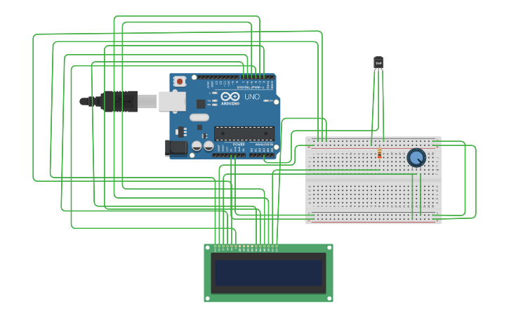Circuit design Digital Thermometer using Arduino - Tinkercad