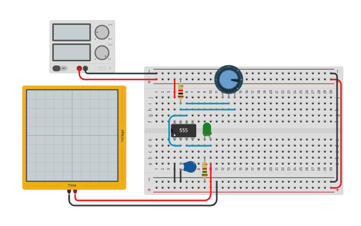 Circuit design 555 generator - Tinkercad