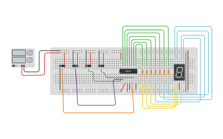 Circuit design bcd to seven segment decoder - Tinkercad