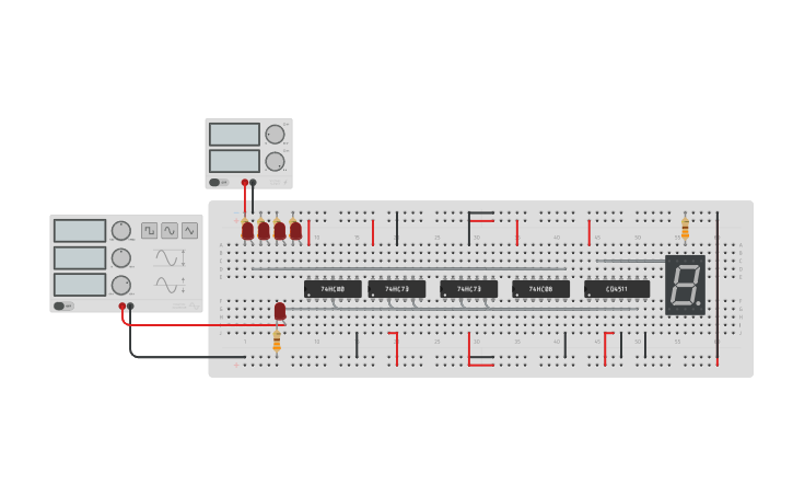 Circuit design Synchronous BCD counter using JK flip-flop - Tinkercad