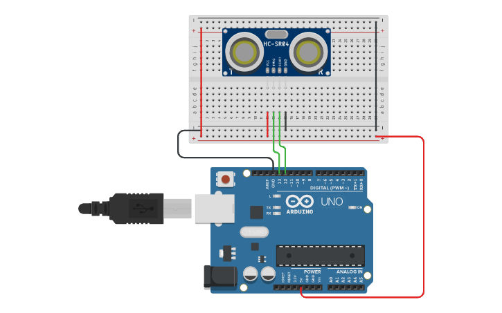 Circuit design distance sensor - Tinkercad