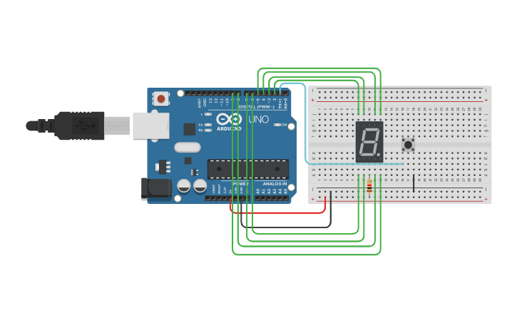 Circuit design 7 Segment - Tinkercad