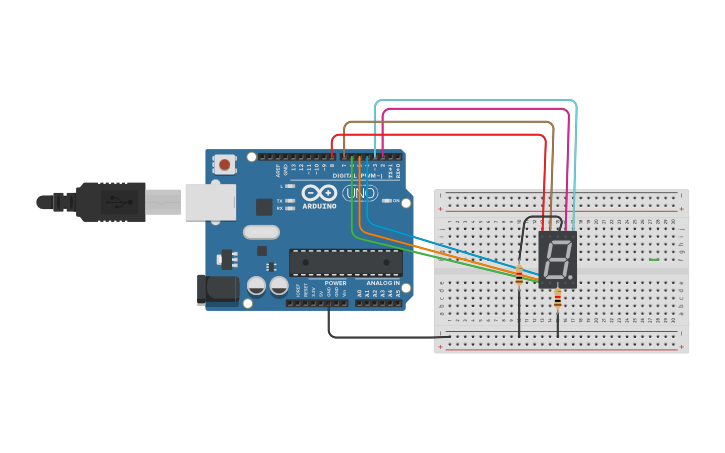Circuit design Display de 7 segmentos - Tinkercad