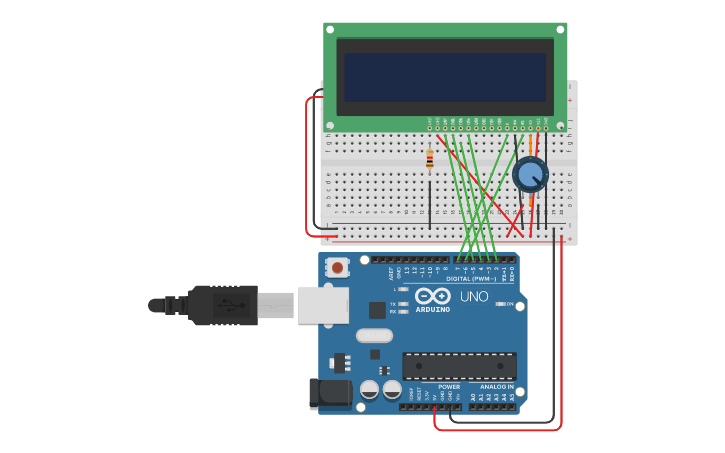 Circuit design LCD- Arduino - Tinkercad