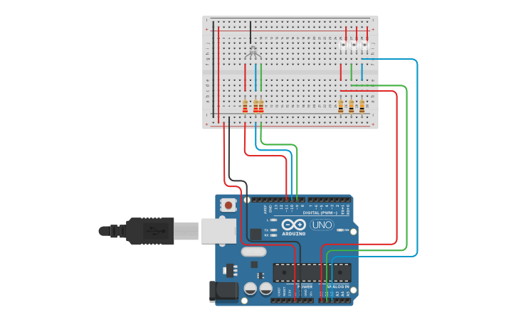 Circuit design 04/15 - ARDUINO STARTER KIT - COLOR MIXING LAMP - Tinkercad