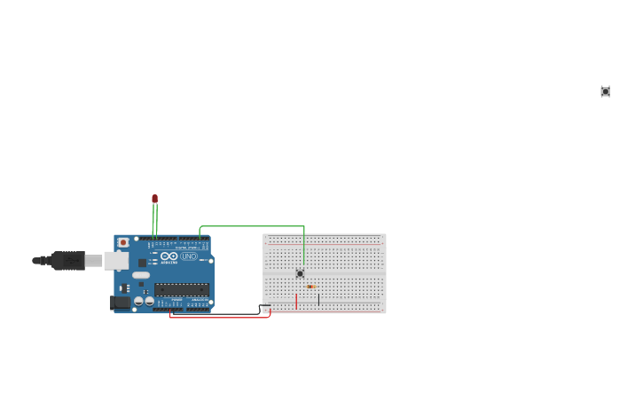 Circuit design Control LED using push button switch - Tinkercad