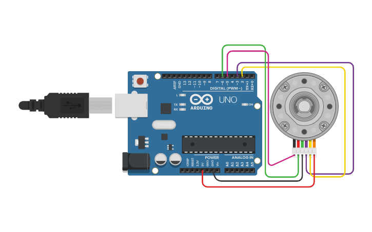 Circuit design dc motor with encoder - Tinkercad