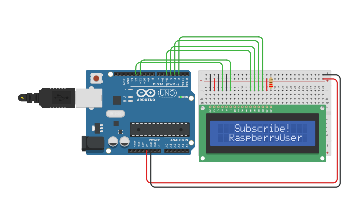 Circuit design LCD Interface - Tinkercad