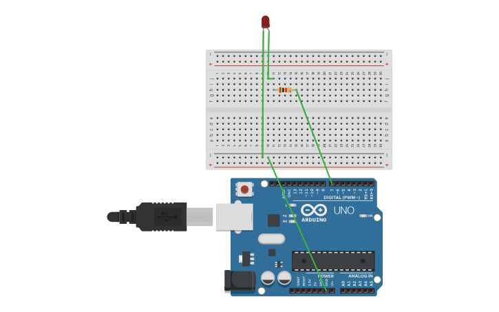 Circuit design blinking of led - Tinkercad