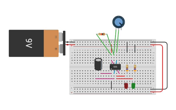 Circuit design Variable Flashing Xmas Lights - Tinkercad
