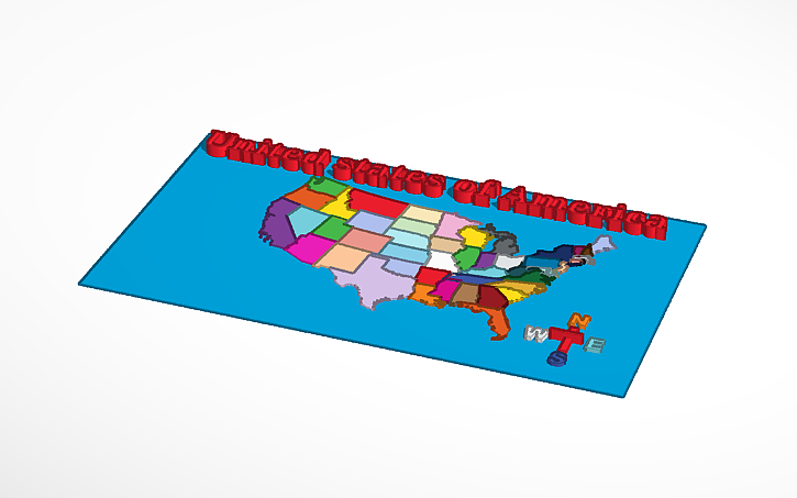 3D design map of usa - Tinkercad