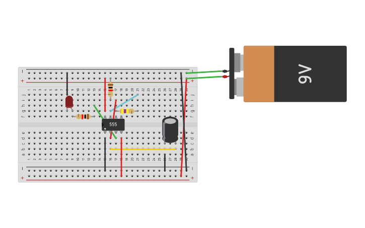 Circuit design Simplest LED circuit and 555 timer - Tinkercad