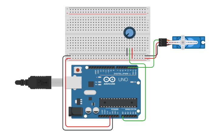 Circuit design Servo + pote - Tinkercad