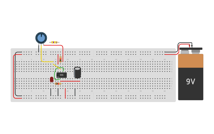 Circuit design 555 Timer Blinking LED - Tinkercad
