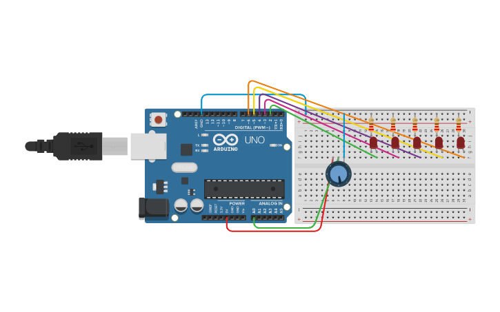 Circuit design Knight Rider - Tinkercad