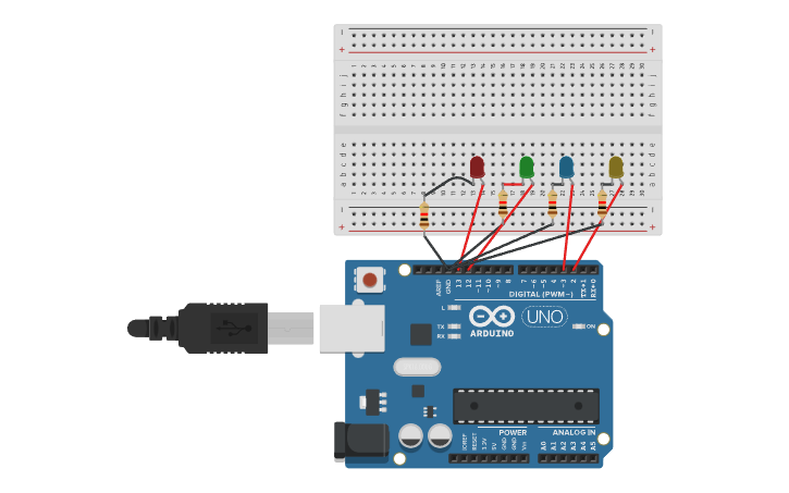 Circuit design Multiple LED - Tinkercad