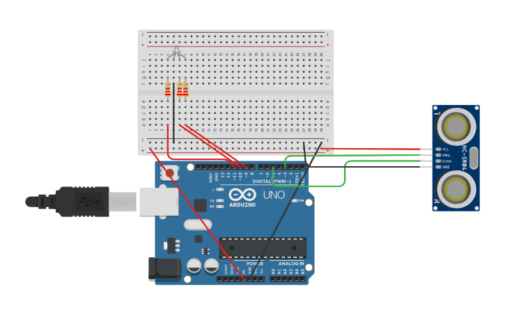 Distance Sensor Cad Model Circuit design 5.2 Distance sensor - Tinkercad