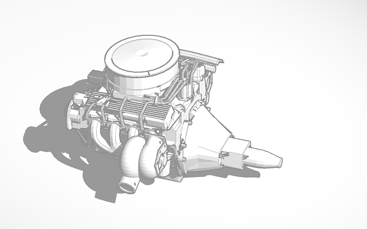 3D design twin turbo engine - Tinkercad