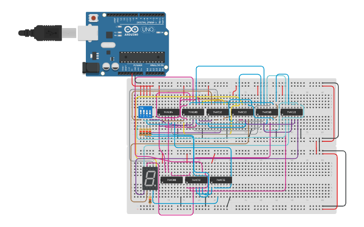 Circuit design Display de 7 segmentos - Tinkercad