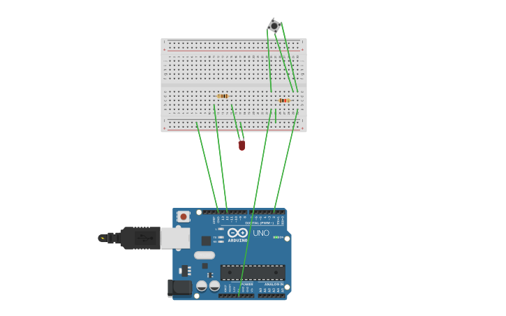 Circuit design Lecture 5 button example - polling - Tinkercad