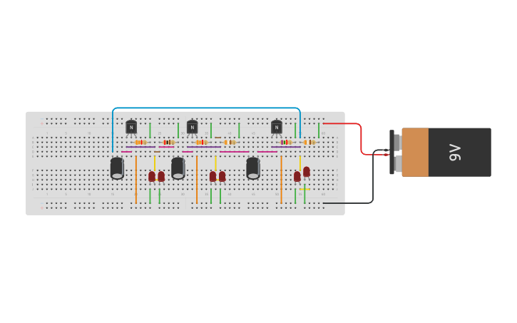 Circuit design Super LED Chaser - Tinkercad