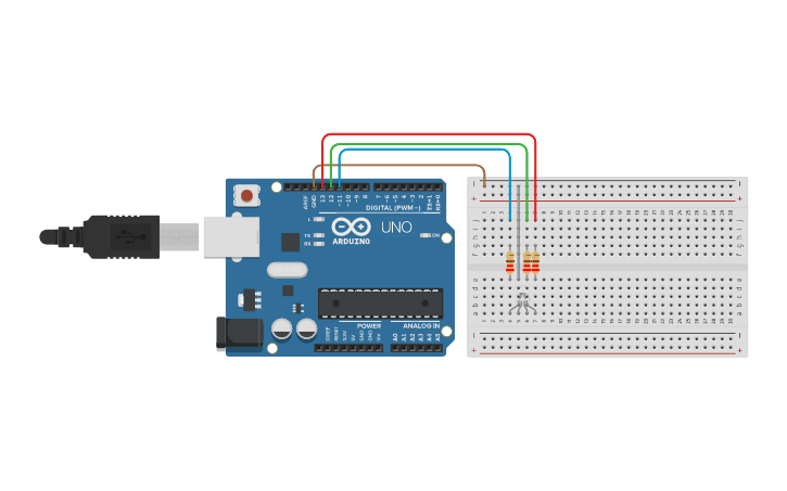 Circuit design RGB LED - Tinkercad